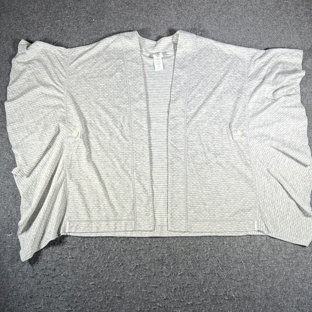 Cabi Grey White Striped Ruffle Sleeve Open Front Wrap Cardigan 5846 XS/S